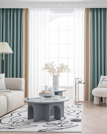 Rideau Occultant Blackout - Vert d'Eau et Beige