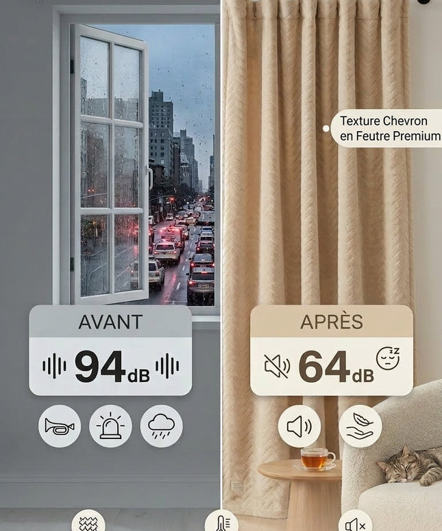 Rideau Anti-Bruit 30 dB - Beige