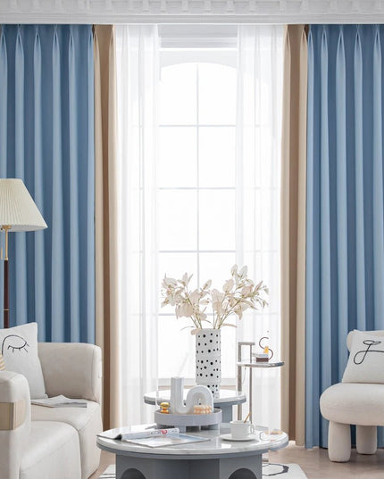 Rideau Occultant - Bleu et Beige