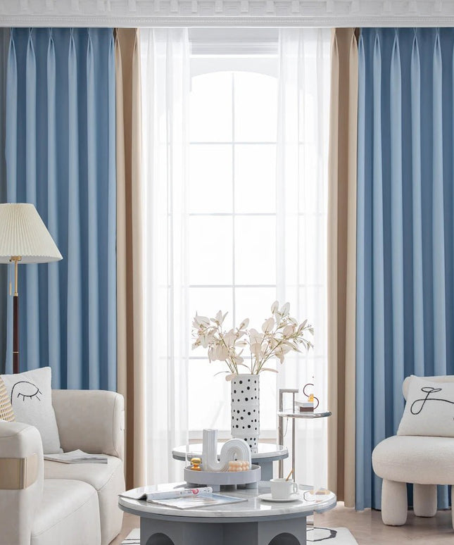 Rideau Occultant - Bleu et Beige