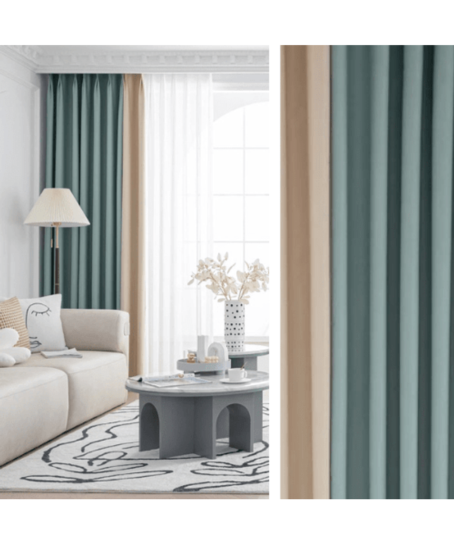 Rideau Occultant Blackout - Vert d'Eau et Beige