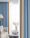 Bleu ciel et beige / 100 x 250 (2pc) / Passe-tringle