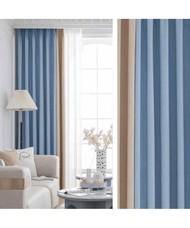 Rideau Occultant - Bleu et Beige