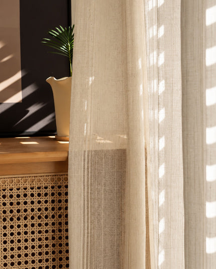 Rideau Lin - Voilage Beige à Motif