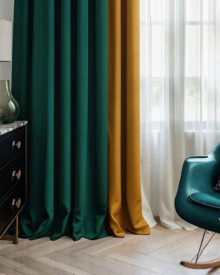 Rideau Semi Occultant - Jaune et Vert Sapin
