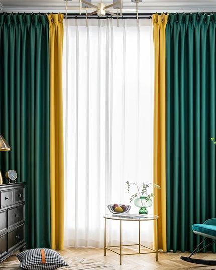 Rideau Semi Occultant - Jaune et Vert Sapin