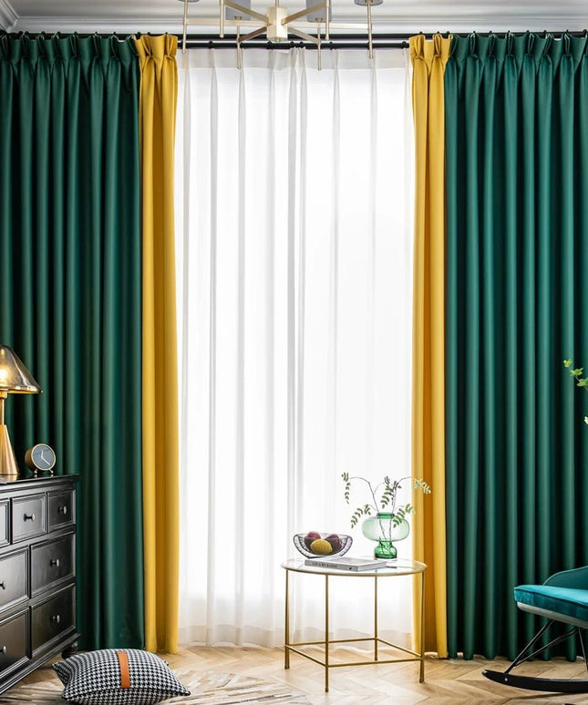 Rideau Semi Occultant - Jaune et Vert Sapin