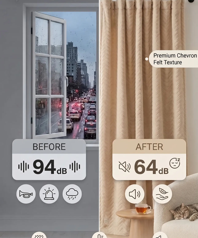 Anti-Noise Curtain 30 dB – Beige