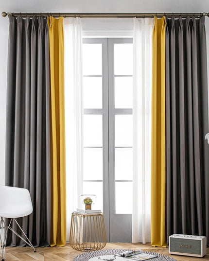 Rideau Semi Occultant - Jaune et Gris