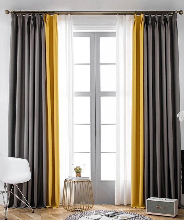 Rideau Semi Occultant - Jaune et Gris
