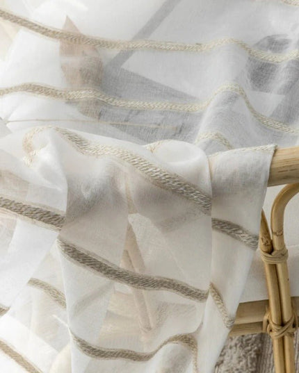 Rideau Voilage - Beige à Rayures