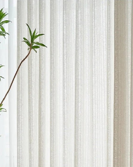 Rideau Lin - Voilage Beige Et Blanc