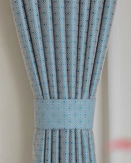 Rideau Semi Occultant - Bleu à Motifs