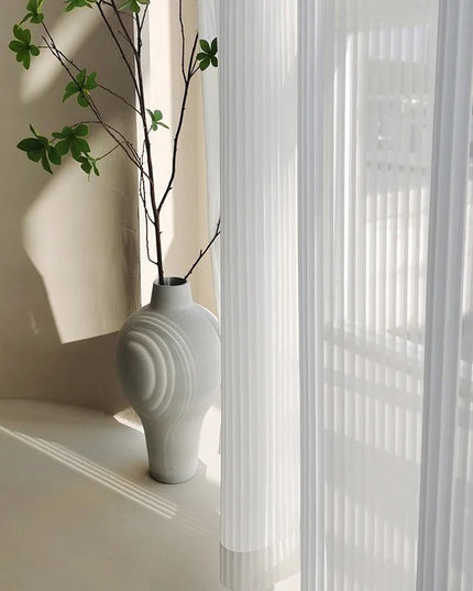 Rideaux Rayures Horizontales Blanc et Transparente AURÉïS