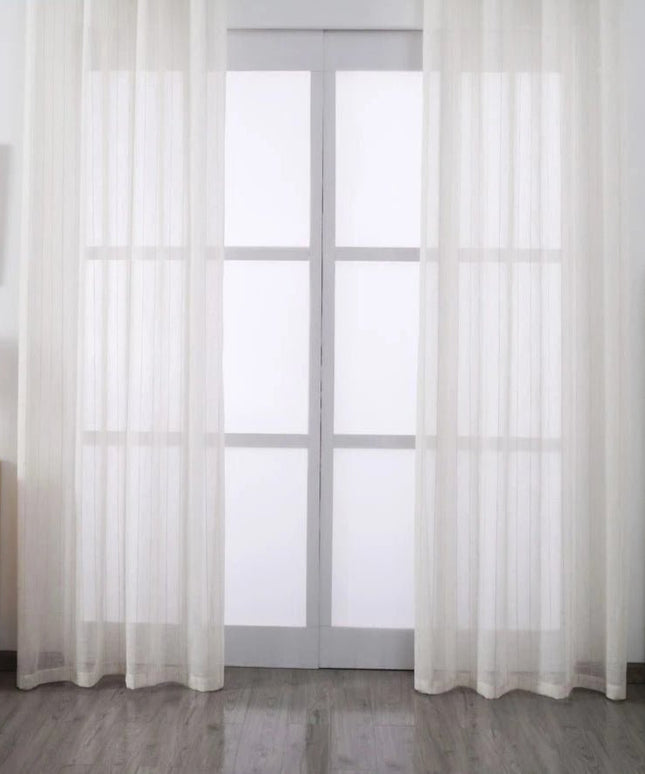 Rideau Voilage - Blanc Et Beige