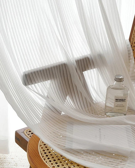Rideaux Rayures Horizontales Blanc et Transparente AURÉïS