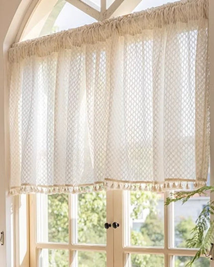 Rideau Voilage - Beige à Motif pour Cuisine