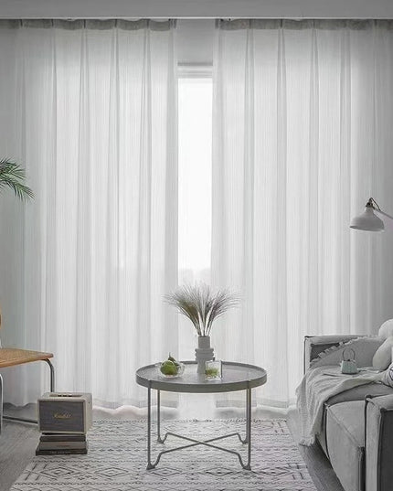 Rideaux Rayures Horizontales Blanc et Transparente AURÉïS
