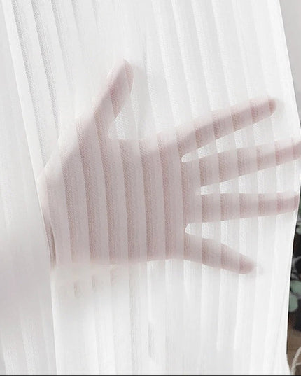 Rideaux Rayures Horizontales Blanc et Transparente AURÉïS