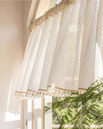 Rideau Voilage - Beige à Motif pour Cuisine