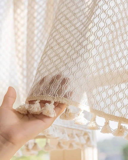 Rideau Voilage - Beige à Motif pour Cuisine