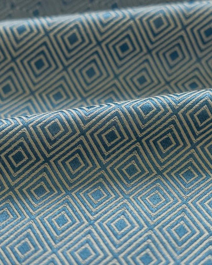 Rideau Semi Occultant - Bleu à Motifs