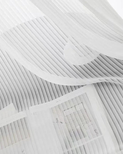 Rideaux Rayures Horizontales Blanc et Transparente AURÉïS