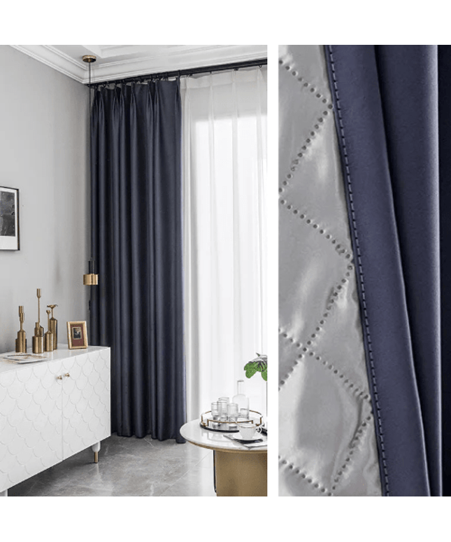 Rideau 3-en-1 phonique thermique occultant - Bleu Nuit