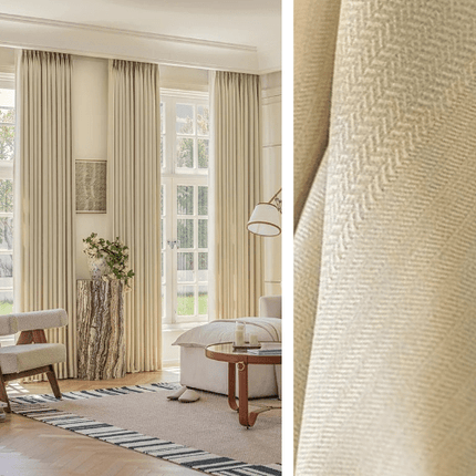 Rideau Semi Occultant - Beige à motifs