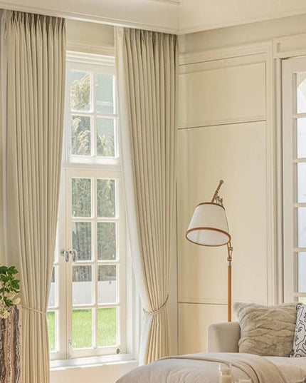 Rideau Semi Occultant - Beige à motifs