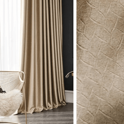 Rideau Semi Occultant Motif Géométrique - Beige