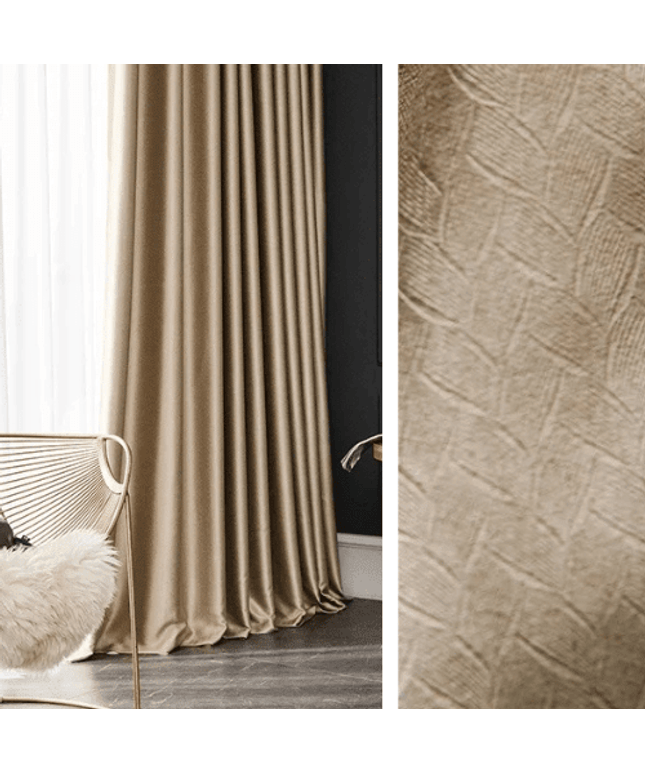 Rideau Semi Occultant Motif Géométrique - Beige