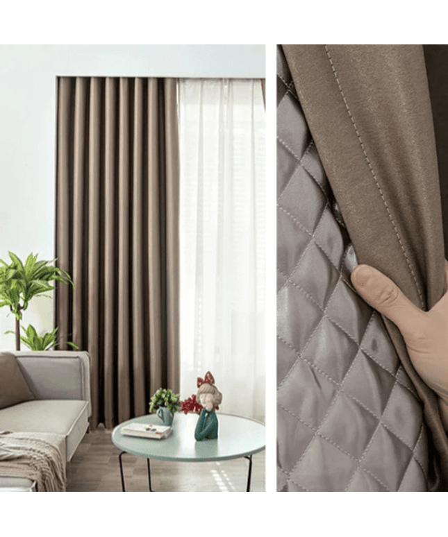 Rideau 3-en-1 phonique thermique occultant - Taupe
